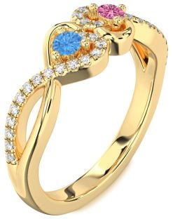 Diamond Gold Heart Infinity Two Stone Promise Ring