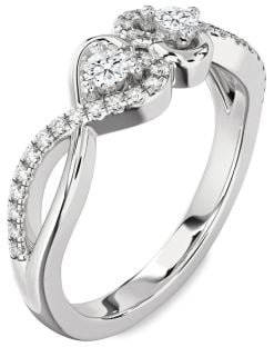 Diamond White Gold Heart Infinity Two Stone Ring