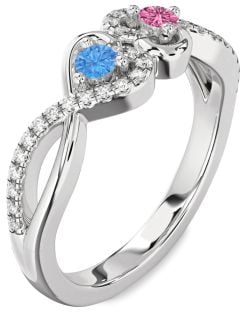 Diamond Platinum Heart Infinity Two Stone Promise Ring