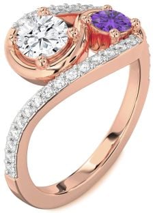 Diamond Rose Gold Round Two Stone Promise Ring