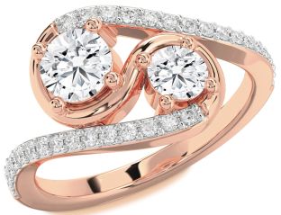 Diamond Rose Gold Round Two Stone Ring