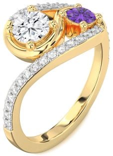 Diamond Gold Round Two Stone Promise Ring