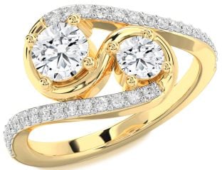 Diamond Gold Round Two Stone Ring
