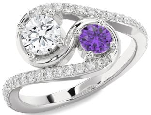 Diamond Platinum Round Two Stone Promise Ring