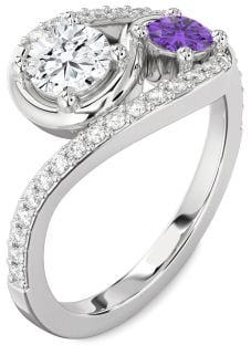 Diamond Platinum Round Two Stone Promise Ring