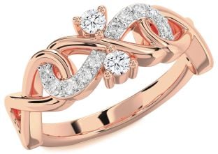 Diamond Rose Gold Infinity Round Two Stone Ring
