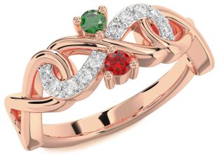 Diamond Rose Gold Infinity Round Two Stone Promise Ring