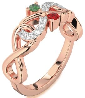 Diamond Rose Gold Infinity Round Two Stone Promise Ring