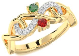 Diamond Gold Infinity Round Two Stone Promise Ring