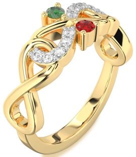 Diamond Gold Infinity Round Two Stone Promise Ring