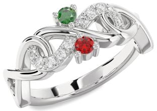 Diamond Platinum Infinity Round Two Stone Promise Ring