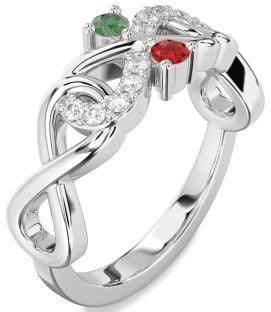 Diamond Platinum Infinity Round Two Stone Promise Ring