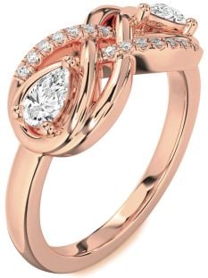 Diamond Rose Gold Infinity Pear Two Stone Ring