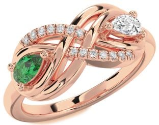 Diamond Rose Gold Infinity Pear Two Stone Promise Ring