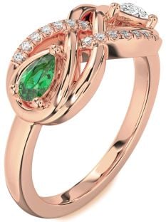 Diamond Rose Gold Infinity Pear Two Stone Promise Ring