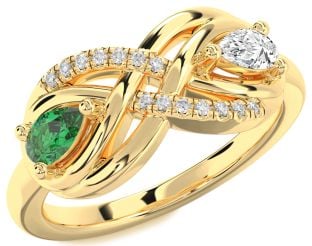 Diamond Gold Infinity Pear Two Stone Promise Ring