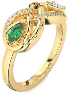 Diamond Gold Infinity Pear Two Stone Promise Ring