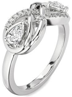 Diamond White Gold Infinity Pear Two Stone Ring