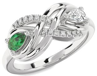 Diamond Platinum Infinity Pear Two Stone Promise Ring