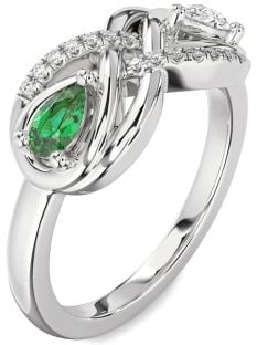 Diamond Platinum Infinity Pear Two Stone Promise Ring