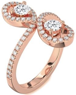Diamond Rose Gold Infinity Round Two Stone Pave Ring