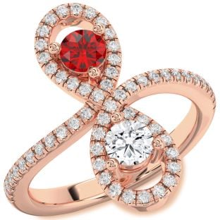 Diamond Rose Gold Infinity Round Two Stone Pave Promise Ring