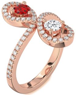 Diamond Rose Gold Infinity Round Two Stone Pave Promise Ring