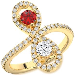 Diamond Gold Infinity Round Two Stone Pave Promise Ring