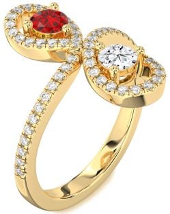 Diamond Gold Infinity Round Two Stone Pave Promise Ring