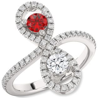 Diamond Platinum Infinity Round Two Stone Pave Promise Ring