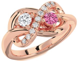 Diamond Rose Gold Infinity Round Two Stone Promise Ring