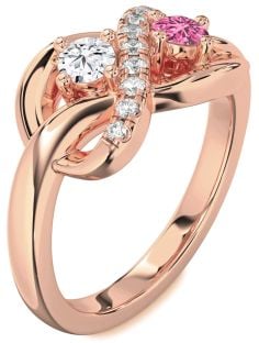 Diamond Rose Gold Infinity Round Two Stone Promise Ring