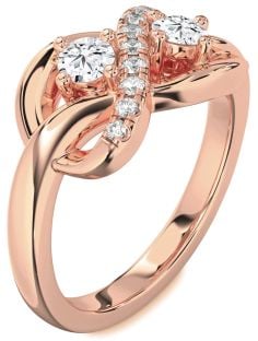 Diamond Rose Gold Infinity Round Two Stone Ring