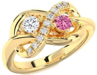 Diamond Gold Infinity Round Two Stone Promise Ring