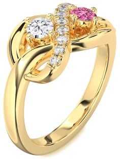 Diamond Gold Infinity Round Two Stone Promise Ring