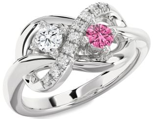 Diamond Platinum Infinity Round Two Stone Promise Ring