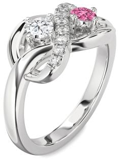 Diamond Platinum Infinity Round Two Stone Promise Ring