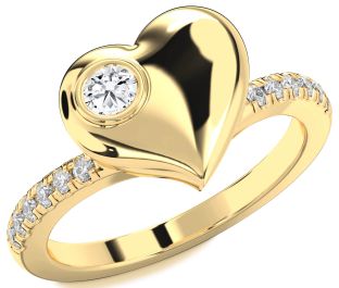 Diamond Gold Heart Promise Ring