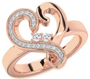 Diamond Rose Gold Heart Two Stone Ring