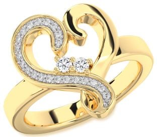 Diamond Gold Heart Two Stone Ring