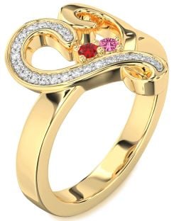 Diamond Gold Heart Two Stone Promise Ring