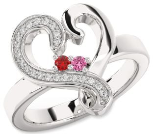 Diamond Platinum Heart Two Stone Promise Ring