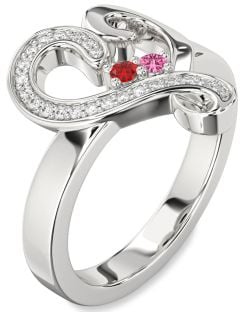 Diamond Platinum Heart Two Stone Promise Ring