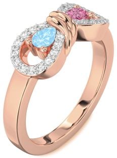 Diamond Rose Gold Bow Pear Two Stone Promise Ring