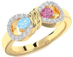 Diamond Gold Bow Pear Two Stone Promise Ring