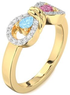 Diamond Gold Bow Pear Two Stone Promise Ring