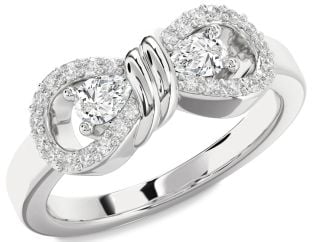 Diamond Platinum Bow Pear Two Stone Ring