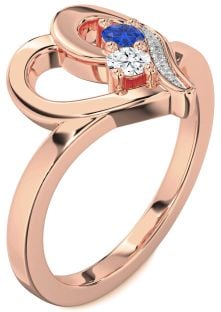 Diamond Rose Gold Heart Two Stone Promise Ring