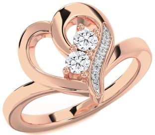Diamond Rose Gold Heart Two Stone Ring