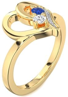 Diamond Gold Heart Two Stone Promise Ring